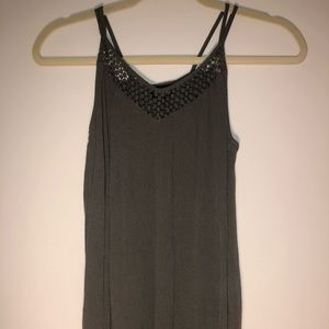 cute dark army green dressy tank top